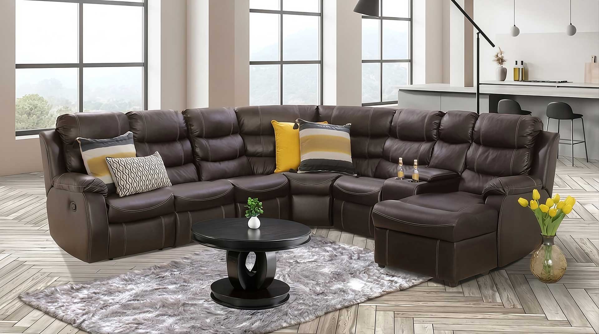 Brown couch in living room