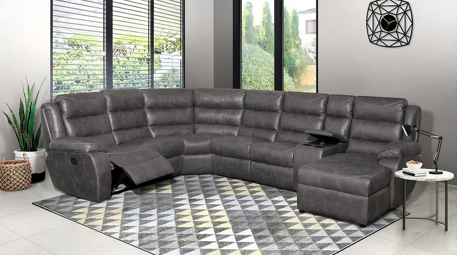 Grey couch in a living room