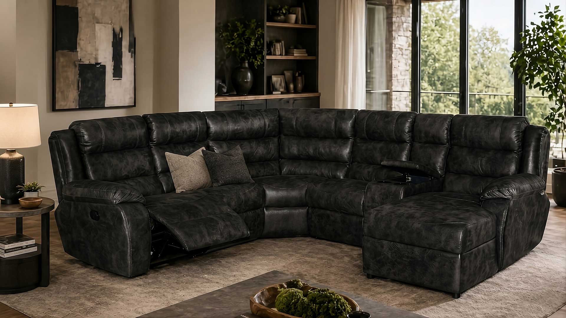 Brown couch in a living room