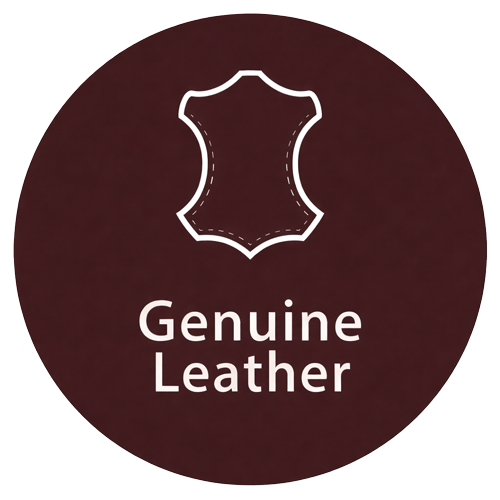 Close-up of leather upholstery with visible grain.